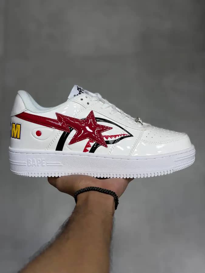 بیپ استا شارک سفید قرمز | Bape Sta Shark White Red