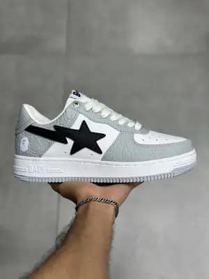 بیپ استا سفید طوسی Bape Sta White Grey